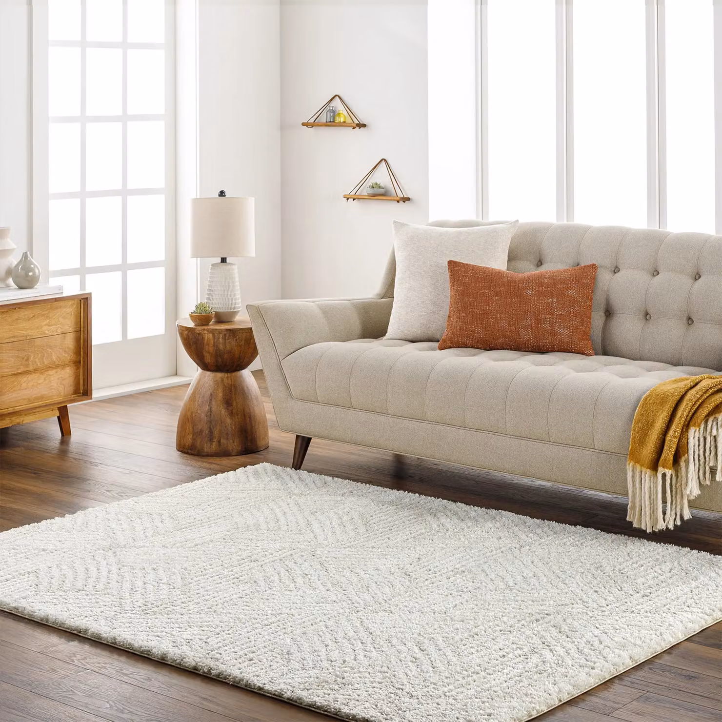 Livabliss Cloudy Geometric Shag Rug in Grey and Beige, W: 140 cm, L: 200 cm – 3