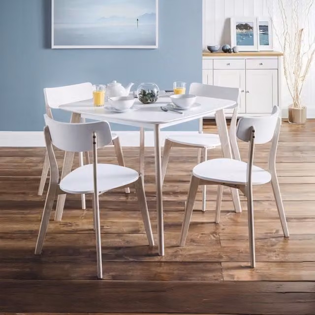 Julian Bowen Mid-Century Square Dining Table and Chairs Set in White, Grey or Black