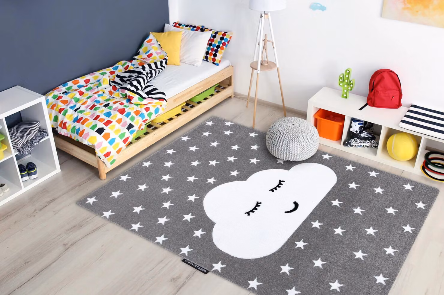 RugsX Petit Grey Star Pattern Rectangular Rug, W: 80 cm, L: 150 cm – 3