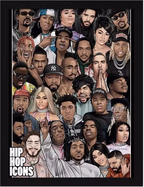 Pyramid International Hip Hop Icons Framed Multicolour Typography Wall Poster – 1