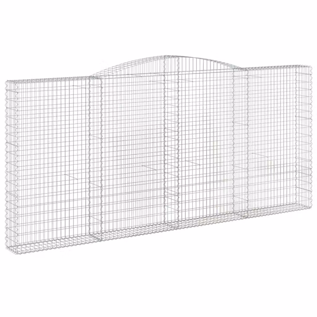 Berkfield Home Arched Gabion Basket in Silver Galvanised Steel, W: 400 cm, D: 30 cm, H: 180-200 cm – 2