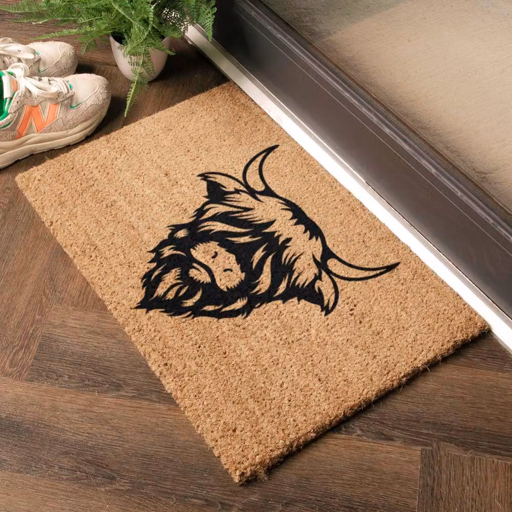 Artsy Mats Cute Animal Highland Cow Doormat, Black, W/D: 60 x 40 cm – 2