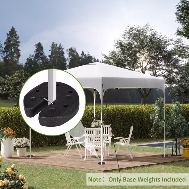 Outsunny Gazebo Weights Set of 4 with Reinforcement Pins and Carry Belt, Black, 12kg