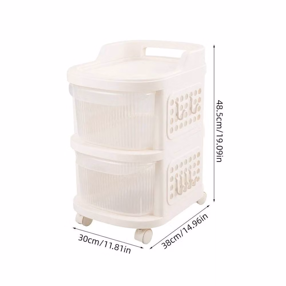 FORGEVIO 2 Drawer Plastic Storage Tower in White and Transparent, Width: 50 cm – 2
