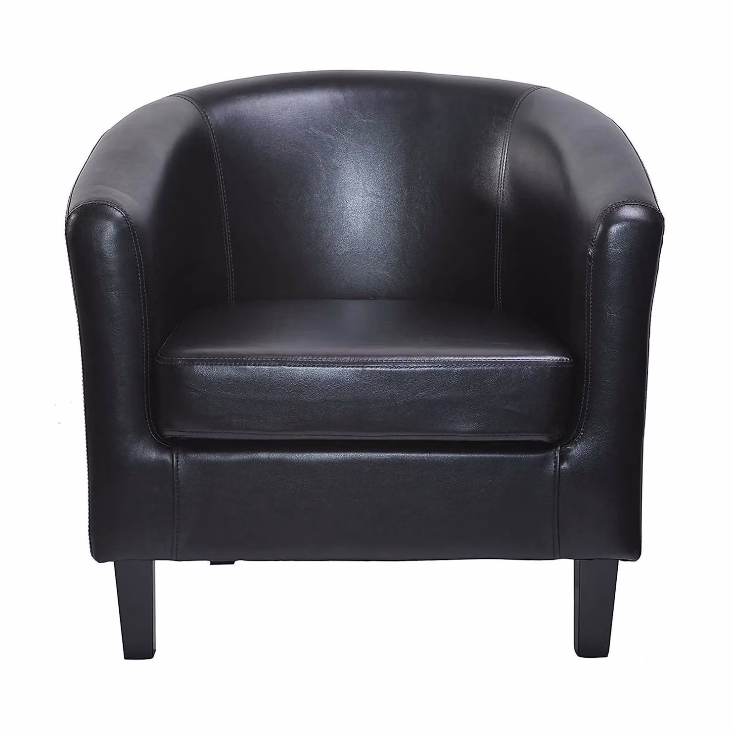 MCC Direct Black Faux Leather Retro Tub Armchair with Solid Wood Frame – 3