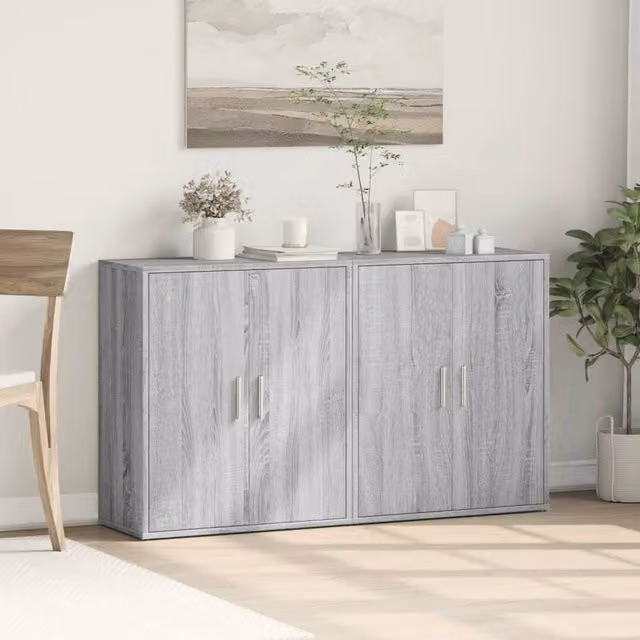 Berkfield Home Set of 2 Grey Sonoma Sideboards in Engineered Wood, W/D/H: 60 x 31 x 70 cm – 1