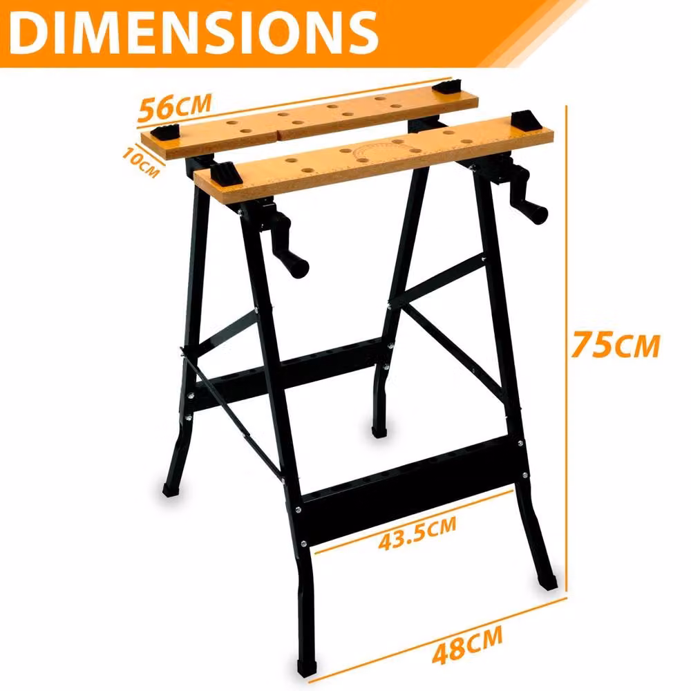FLAVORA Foldable Wooden Workbench Portable Table in Brown, W: 520 cm, D: 52 cm, H: 520 cm – 2