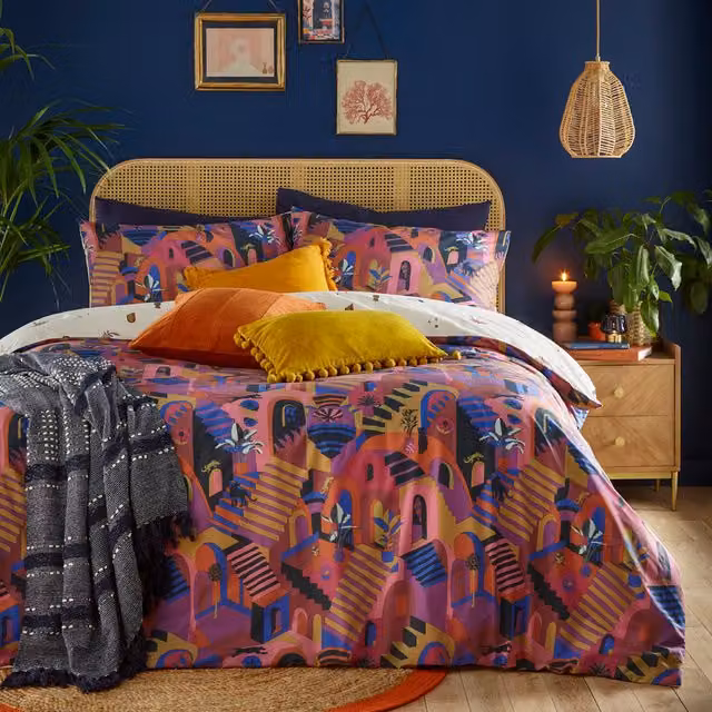 Make it a Home Eivissa Abstract Reversible Duvet Cover Set, Multicolour, W: 200 cm x H: 200 cm