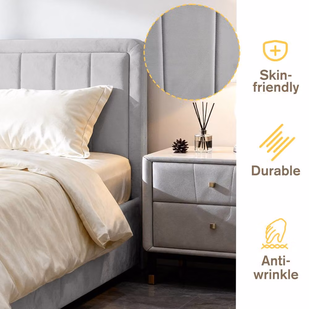 Comfy Living Ltd Brushed Velvet Ottoman Bedframe in Grey, W/D/H: 144 x 200 x 114 cm – 4
