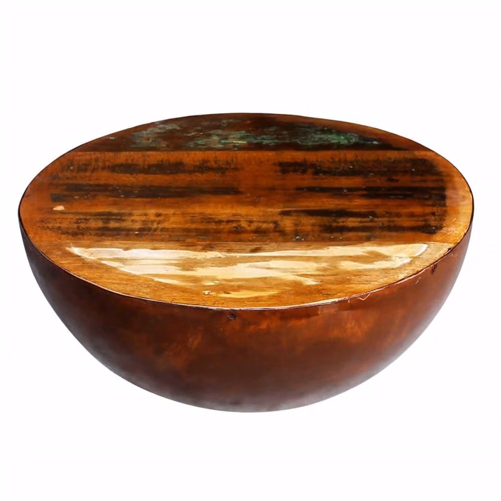 Berkfield Home Bowl-shaped Coffee Table in Brown Reclaimed Wood with Steel Base – 2