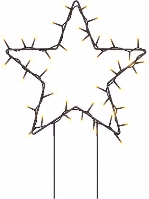 Berkfield Home Warm White Christmas Star Light Decorations with Spikes, 3 Piece Set, 50 LEDs, Black, Height: 29 cm