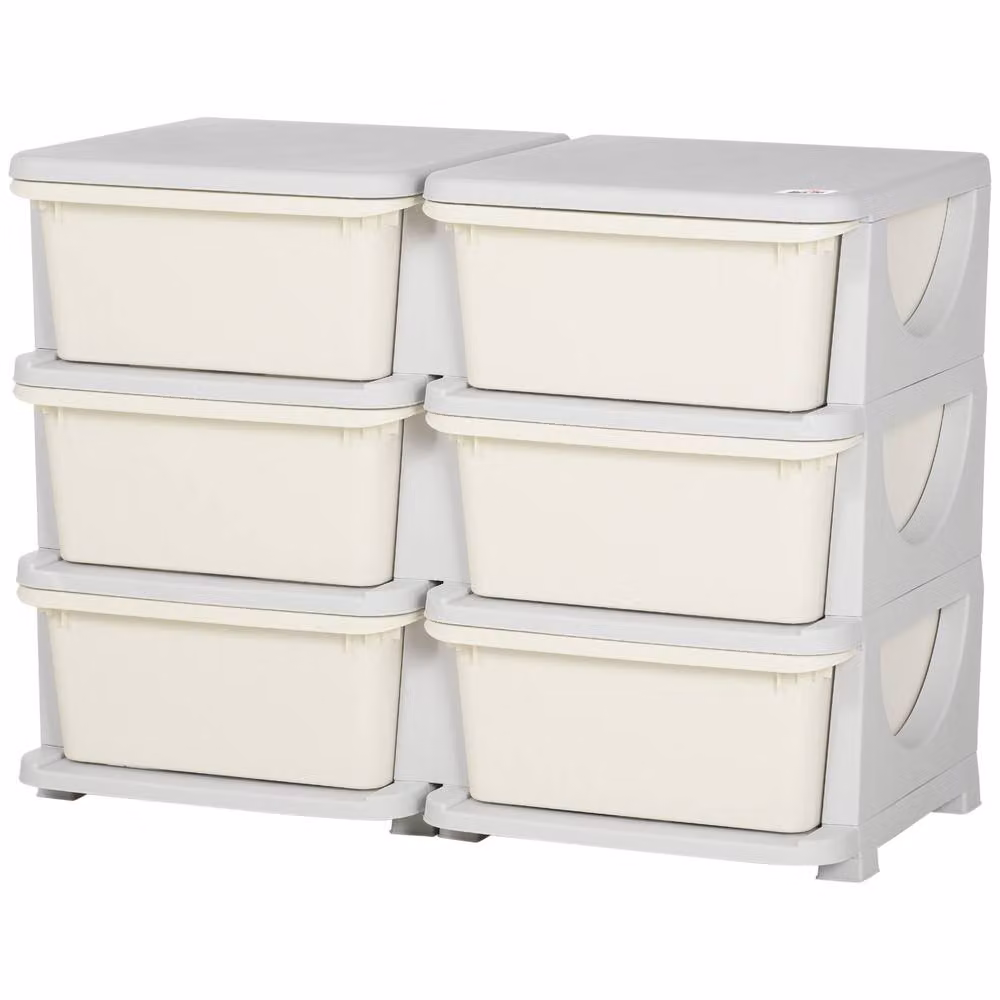STILVORA Kids Storage Unit with Six Drawers in Cream and White – 2