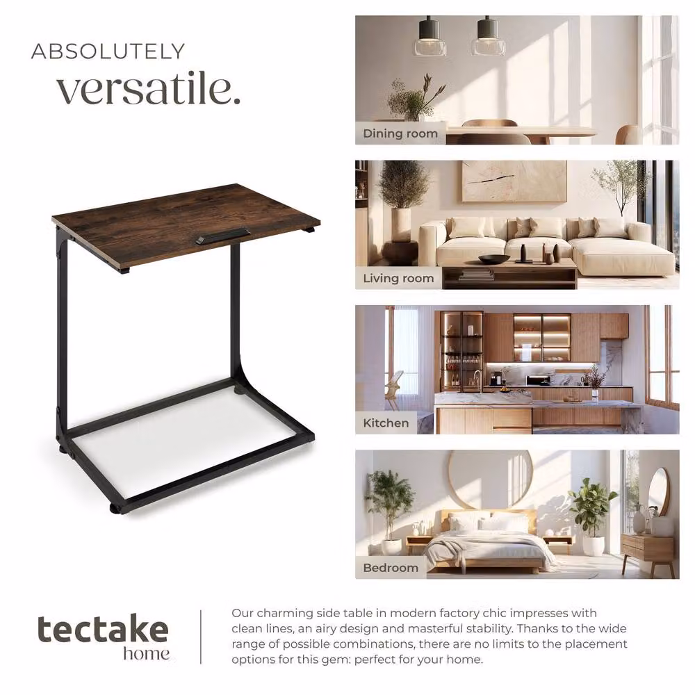 tectake Ruston Industrial Bedside Table in Dark Brown – 6