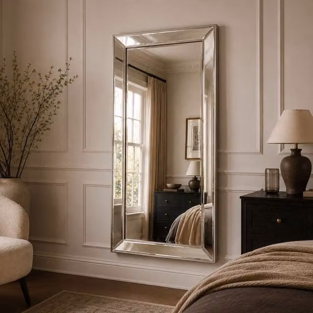 Yearn Bevelled Tray Full Length Rectangular Mirror in Silver or Gold, H 168 cm x W 76.5 cm – 1