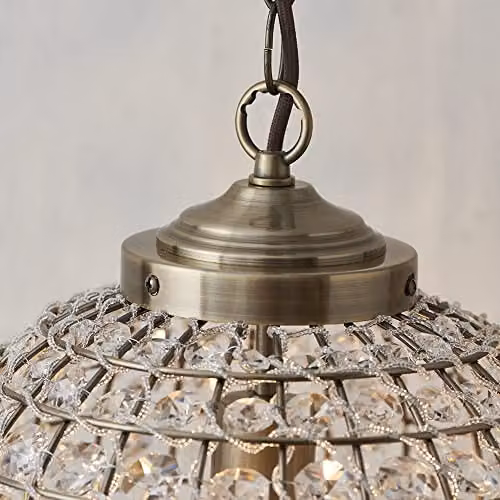 Endon Tanaro 1 Light Globe Pendant in Gold/Brass and Transparent Glass – 3