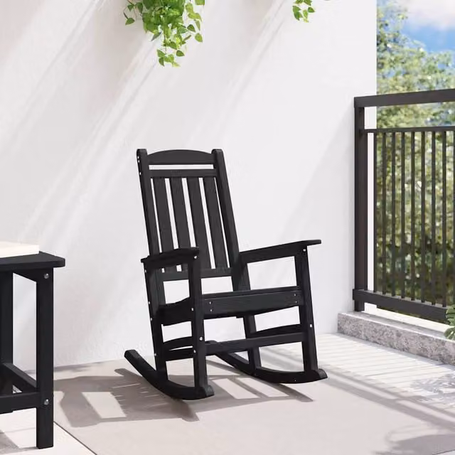 Berkfield Home Garden Black Rocking Chair with Armrests, W/D/H: 70 x 92 x 107.5 cm
