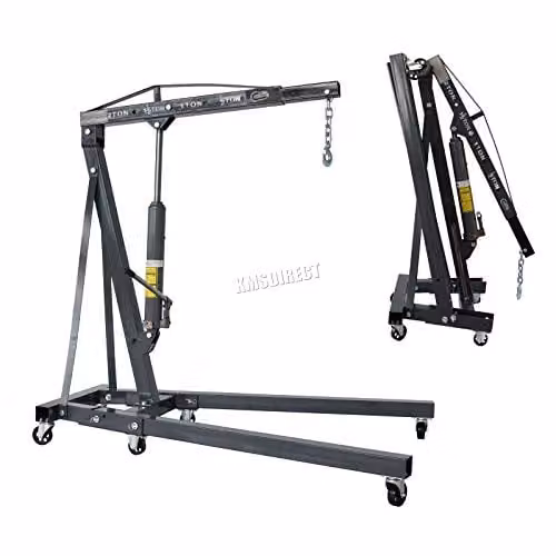 Switzer 2 Tonne Manual Hydraulic Folding Engine Crane Hoist in Grey
