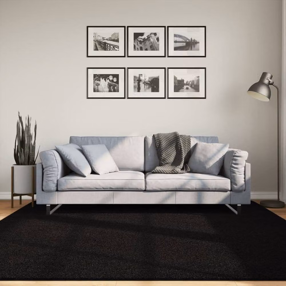 Berkfield Home HUARTE Black Short Pile Washable Square Rug, 200 x 200 cm – 1