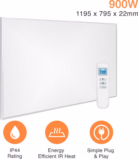 Mirrorstone Nexus Wi-Fi Infrared Heating Panel, White, W: 119.5 cm, H: 79.5 cm