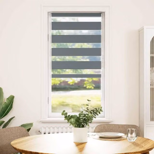 Berkfield Home Zebra Blind in Dark Grey, W: 60 cm, H: 100 cm