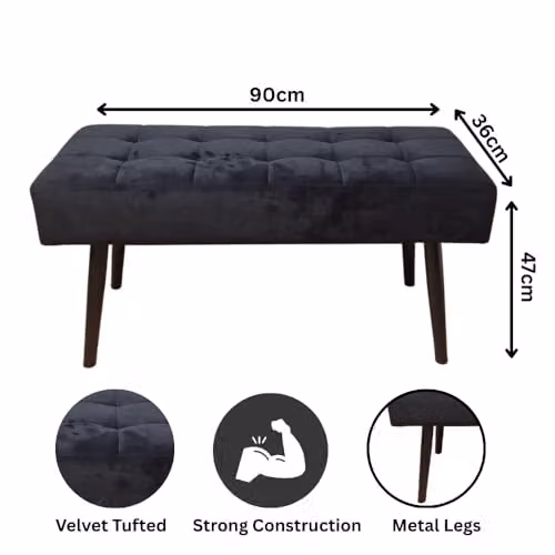 Kosy Koala Oak Effect Dining Table Set with Bench and 4 Grey Velvet Chairs, W/D/H: 117 x 77 x 75 cm – 3