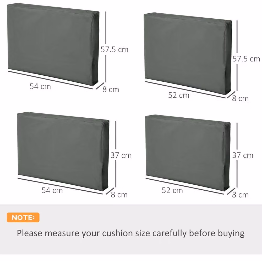 STILVORA Set of 8 Grey Outdoor Cushion Covers with Zip Fastening and Machine Washable Polyester Fabric – 1