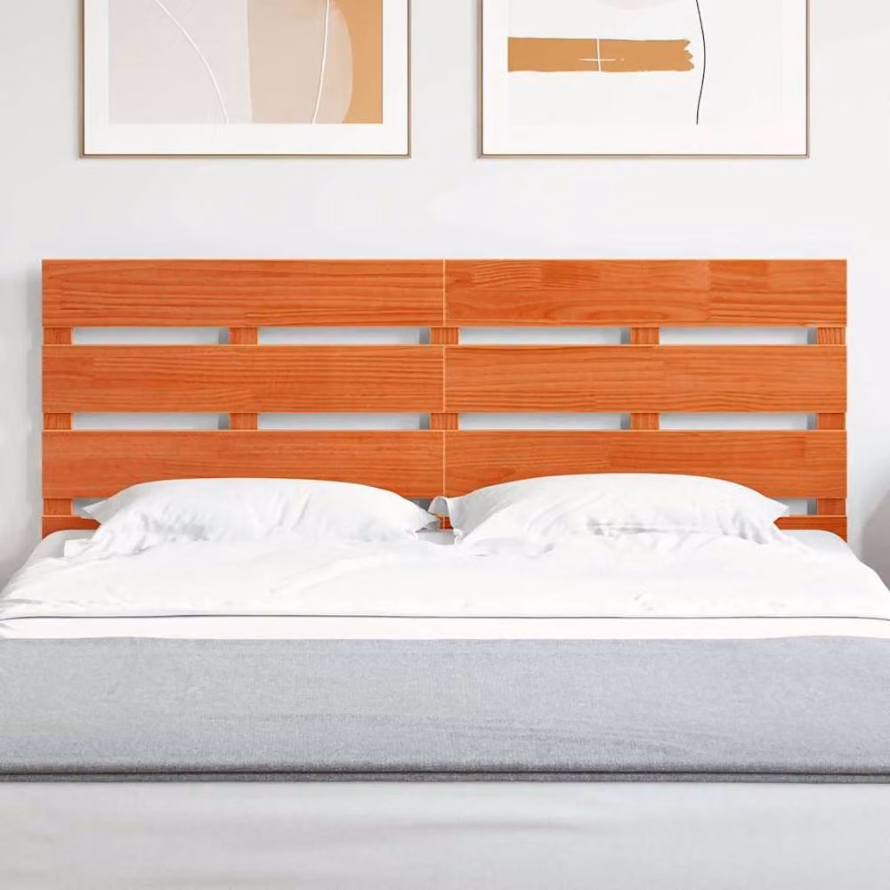 Berkfield Home Rustic Solid Wood Pine Headboard in Wax Brown, Width: 140 cm – 2