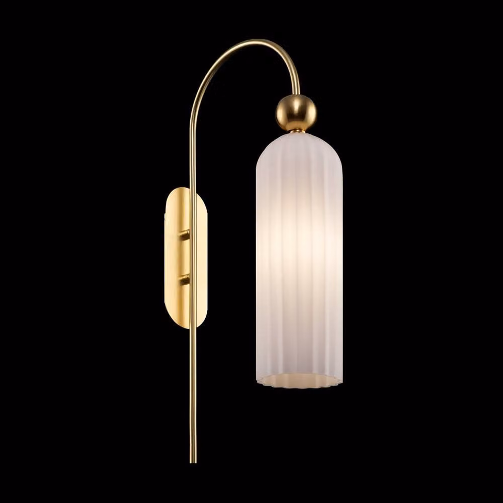 Netlighting Antic Modern Wall Lamp with Gold Brass Metal and White Glass Dome Shade – 2