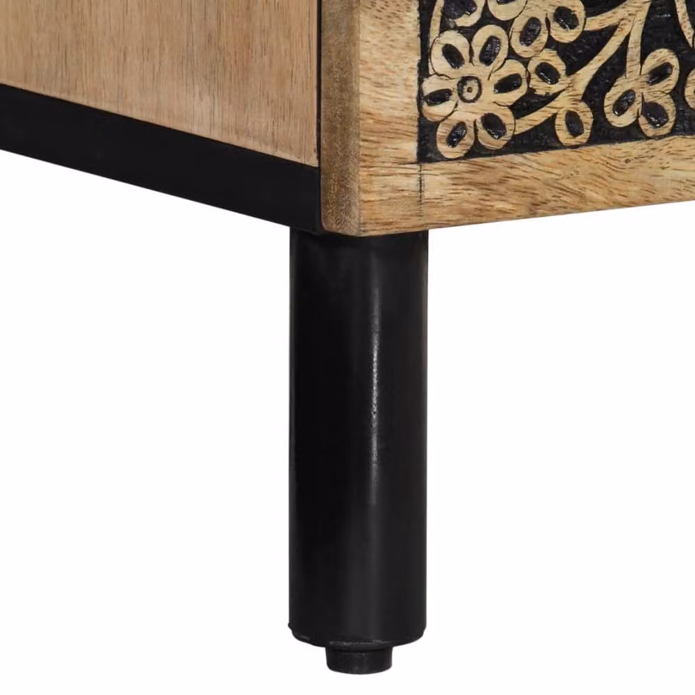 Berkfield Home Bedside Cabinet in Brown Solid Mango Wood, W/D/H: 40 x 33 x 46 cm – 10