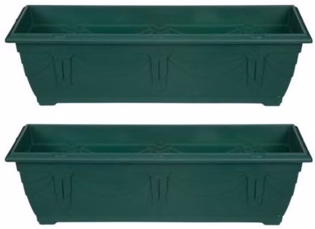Whitefurze Slim Venetian Window Box Planter, Green, 60 cm