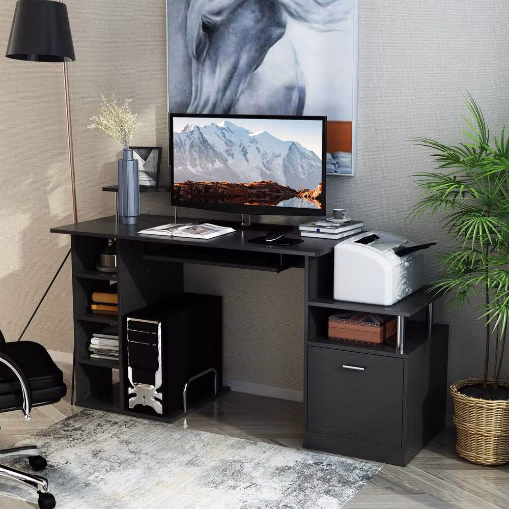 STILVORA Modern Black Computer Desk with W/D/H: 120 x 60 x 88 cm – 7