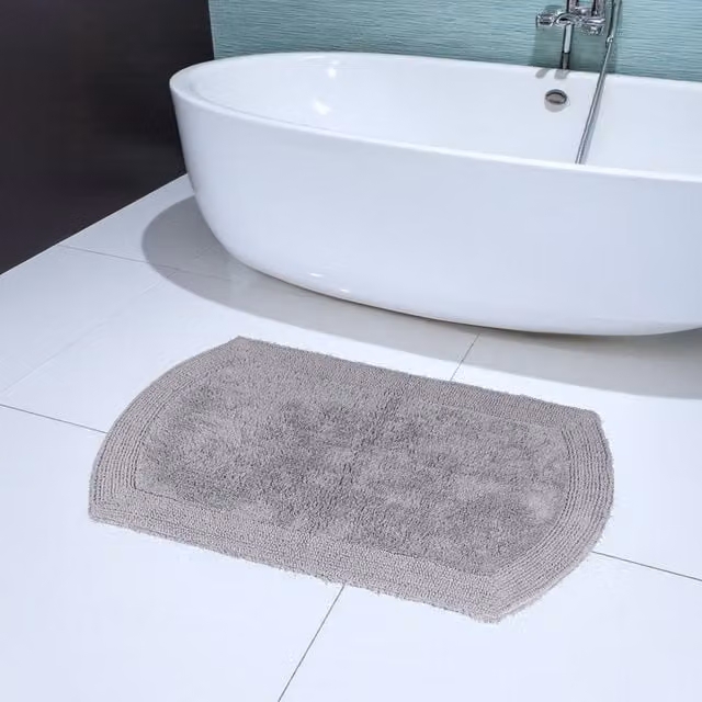 Showerdrape Ultra Reversible Cotton Bath Mat, Grey and White, W: 80.0 cm, D: 50.0 cm – 1