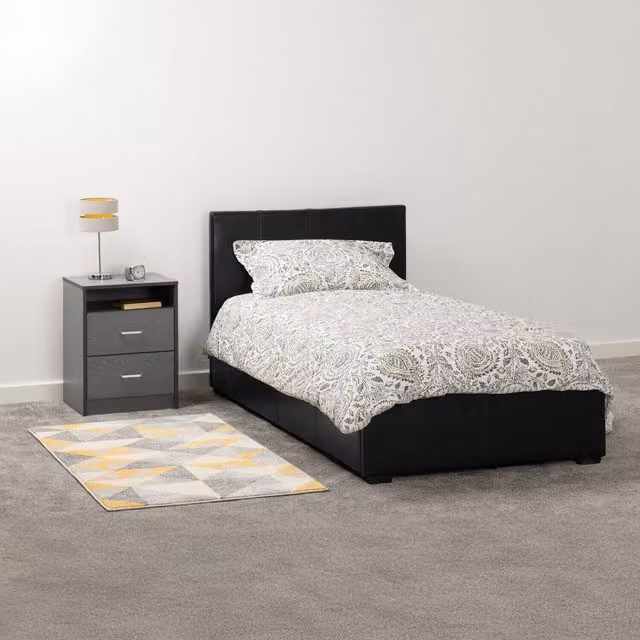 Seconique Waverley Upholstered Storage Bed in Black, W/D/H: 90 x 200 cm