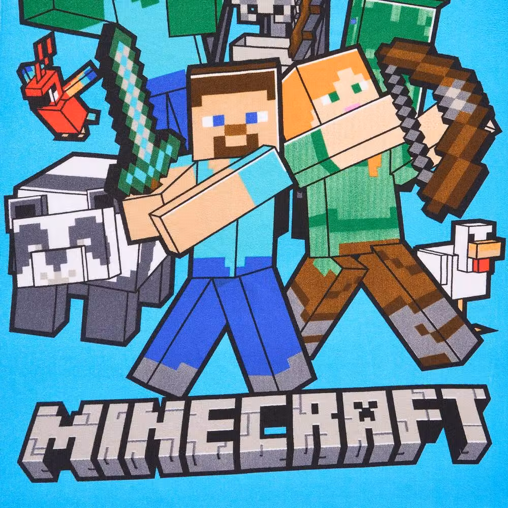 OHS Kids Minecraft Microfibre Beach Bath Towel, Blue, Quick Drying and Fluffy – 3