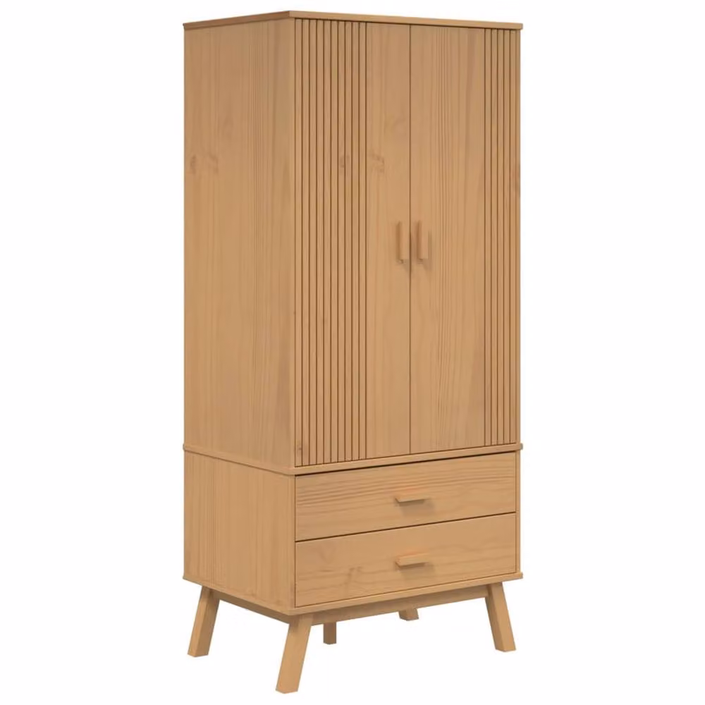 Berkfield Home OLDEN Wardrobe in Brown Solid Pine with Integrated Drawers, W/D/H: 76.5 x 53 x 172 cm – 2