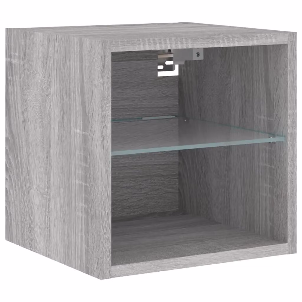 Berkfield Home Modern Wall Mounted TV Cabinet with Integrated LED Lighting in Grey, W/D/H: 30 x 30 x 28.5 cm – 4