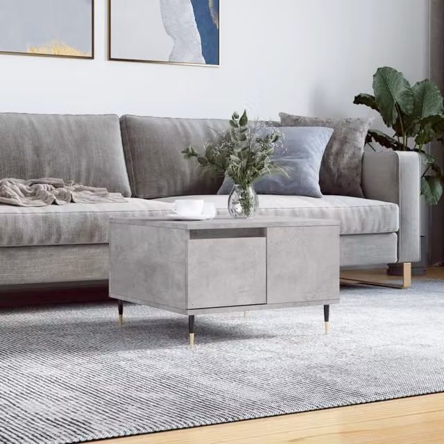 Berkfield Home Modern Square Coffee Table in Concrete Grey, W/D/H: 55 x 55 x 36.5 cm
