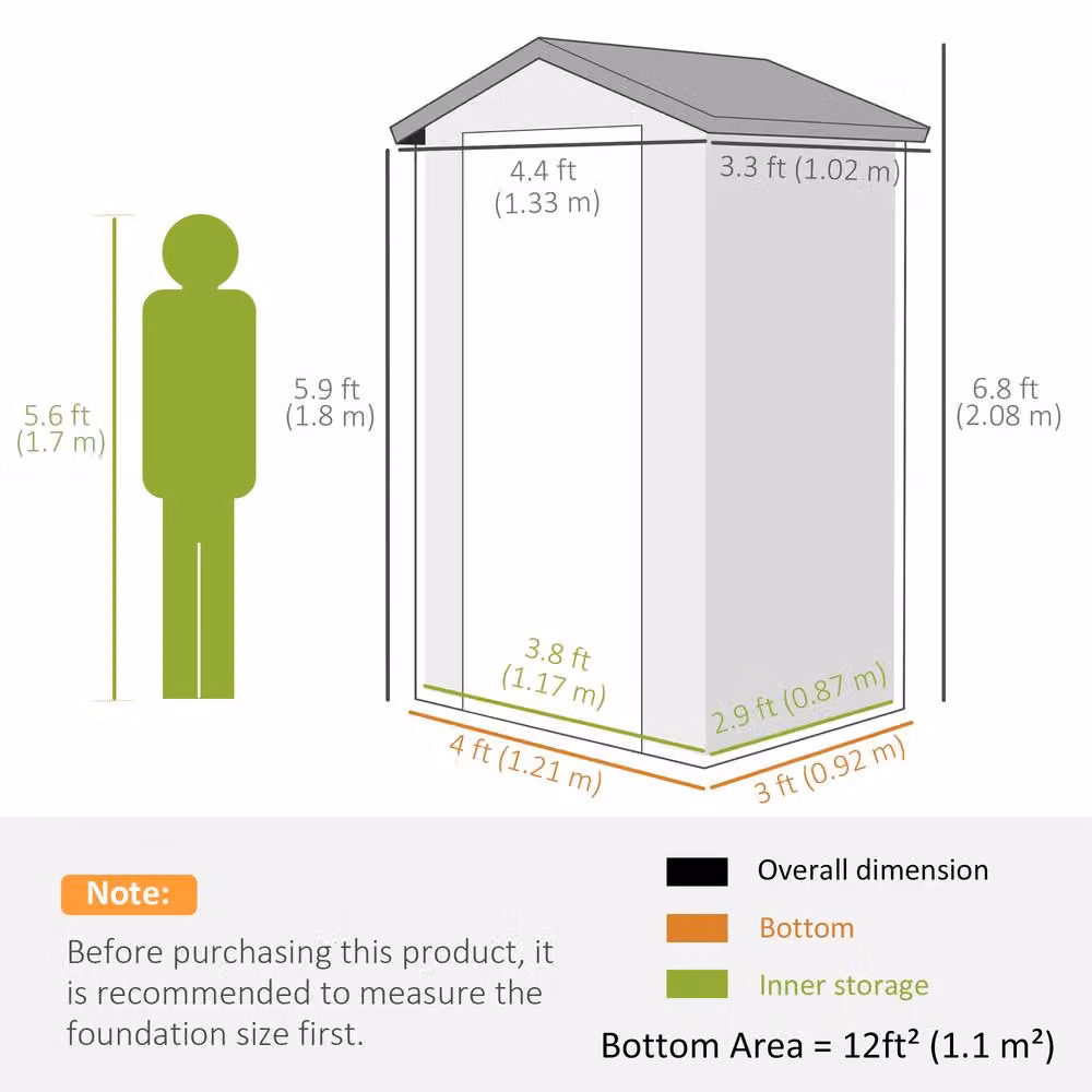 Rolipo Grey Plastic Garden Shed with Aluminium Frame – 5