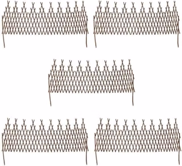 Berkfield Home Willow Trellis Fence, 5 Piece Woven Wood Mat in Brown