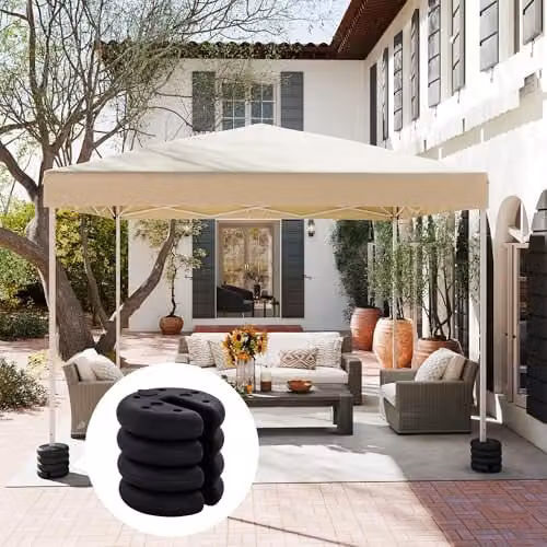 Outsunny Set of 4 Sand Fillable Gazebo Canopy Weights in Black Plastic – 9