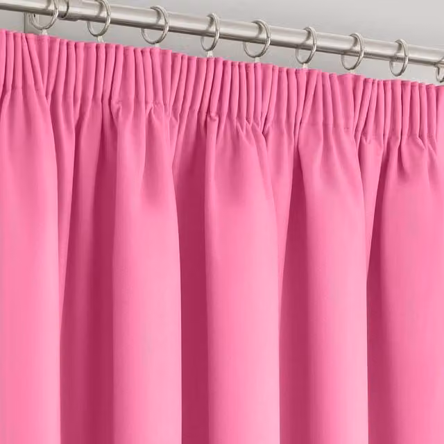 Velosso Manhattan Pencil Pleat Blackout Curtains in Pink, W: 229 cm, Drop: 274 cm