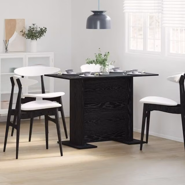 Berkfield Home Modern Rectangular Dining Table in Black Oak, W/D/H: 110 x 60 x 75 cm