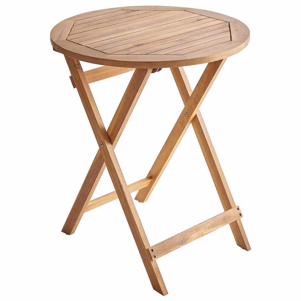 Wyld and Coco Round Acacia Wood Foldable Bistro Table, Brown, Diameter: 60 cm, Height: 73 cm – 2