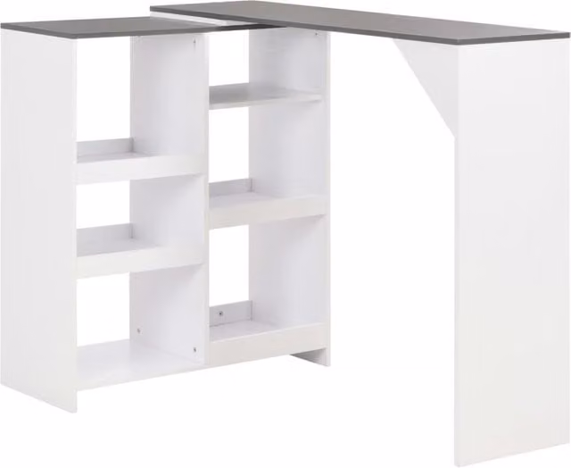 Berkfield Home Bar Table with Moveable Shelf in White, W/D/H: 138 x 39 x 110 cm