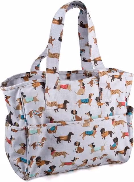 Hobbygift Matt PVC Sausage Dog Craft Bag in White and Multicolour