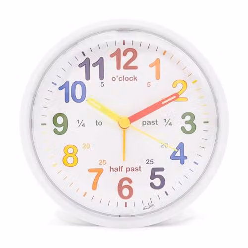 Acctim Lulu 2 Analogue Teaching Alarm Clock for Kids, White, Non-Ticking Sweep Movement