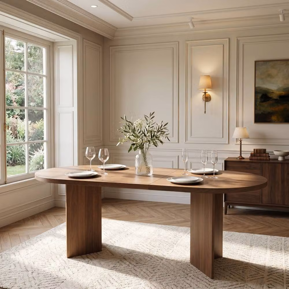 Matteo Modern Oval Dining Table in Brown MDF Laminate, Seats 6 Adults, W: 180 cm, D: 90 cm, H: 75 cm – 2