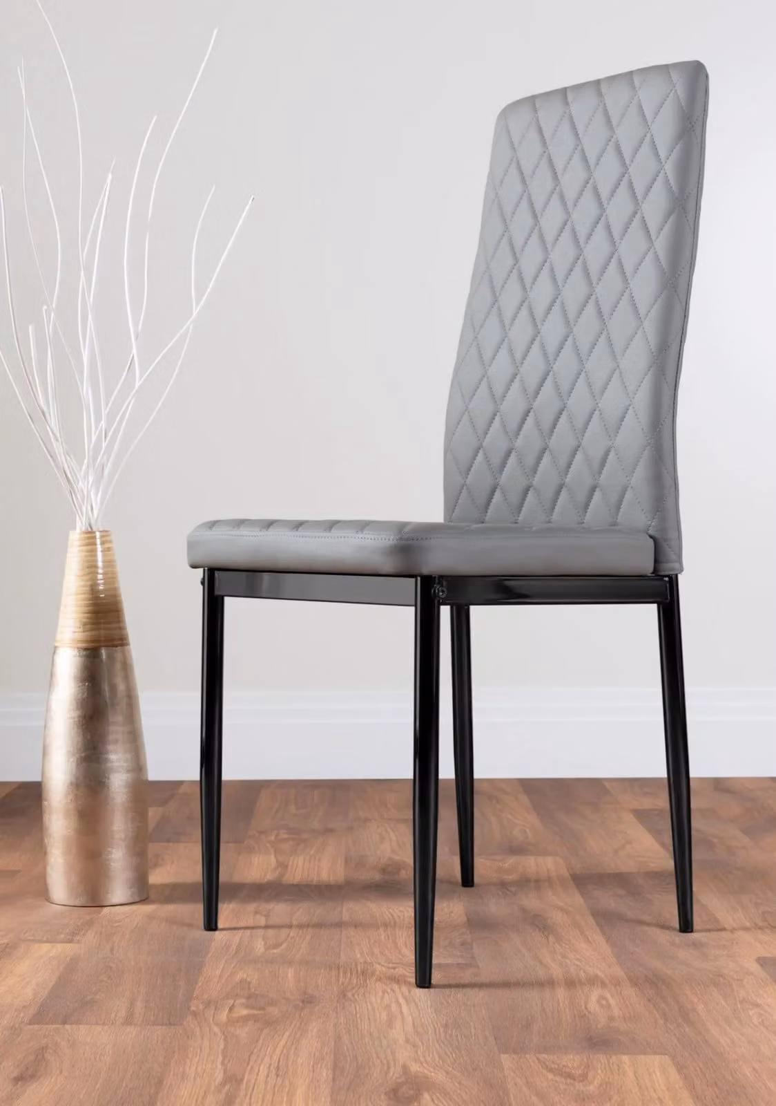 FurnitureboxUK Carson White Marble Effect Dining Table and 4 Milan Black Leg Chairs in Grey – 4