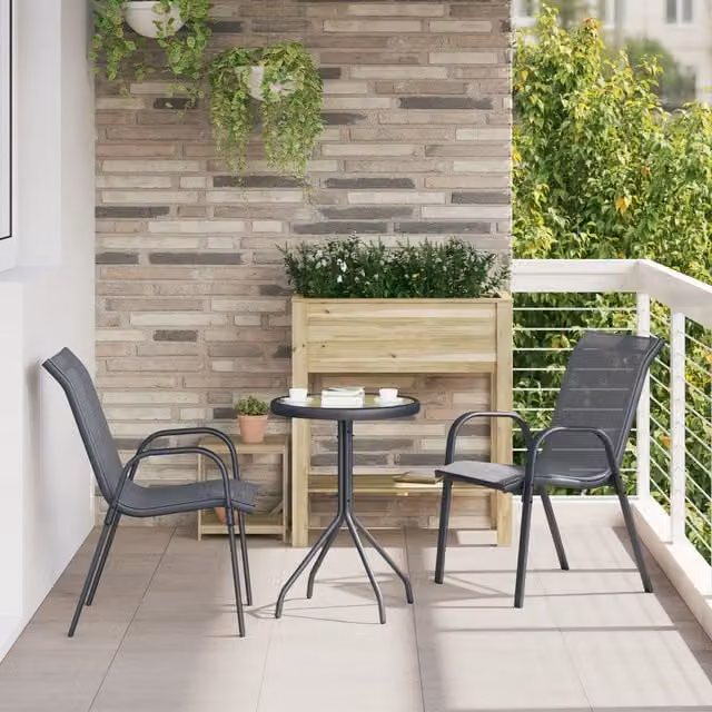 Berkfield Home 3 Piece Garden Bistro Set in Anthracite Grey with Steel and Textilene – 1