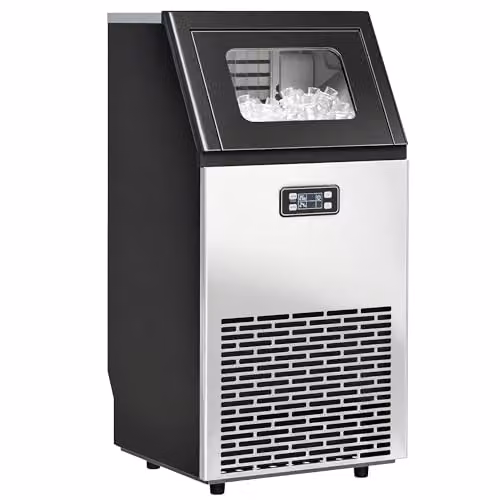 HOMCOM Commercial Ice Maker Machine with Digital Display and Timer, Silver Stainless Steel, 11kg